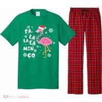 Christmas Flamingo Christmas Light Santa Hat Xmas Pajama Set thumb 0