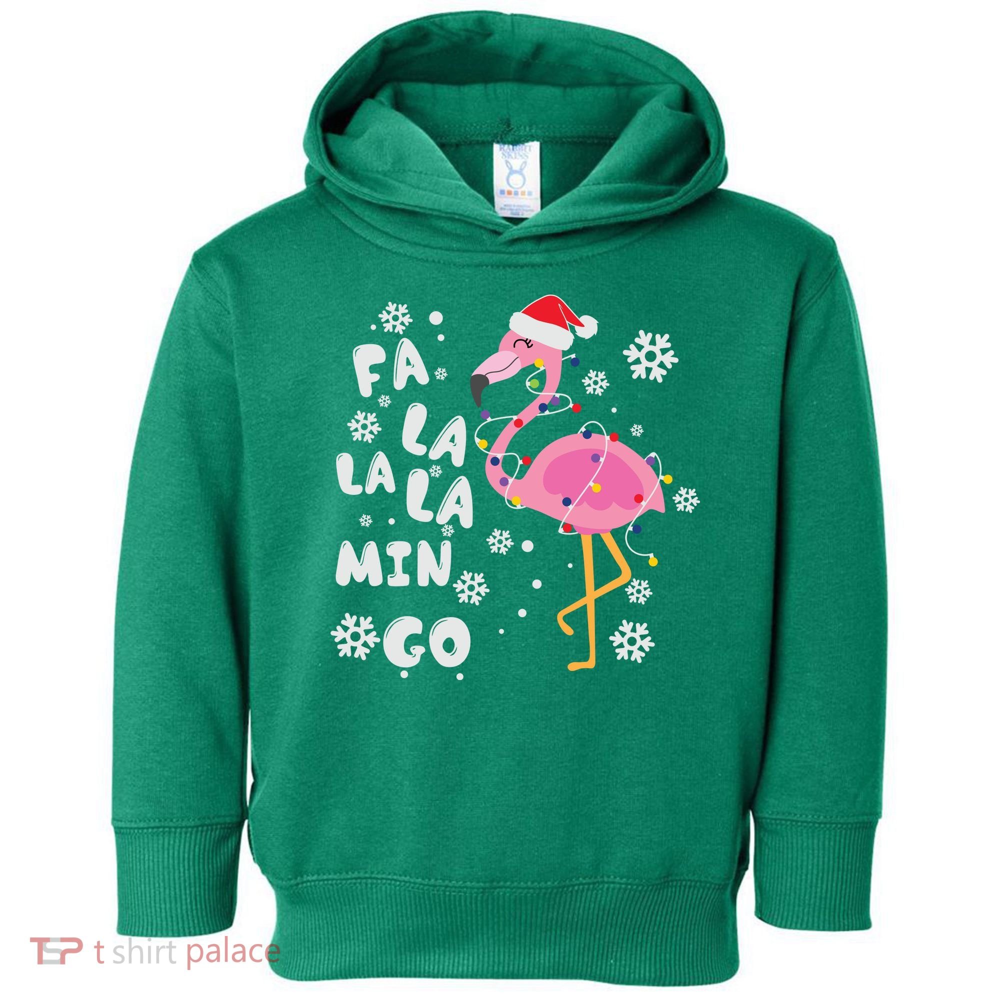 Christmas Flamingo Christmas Light Santa Hat Xmas Toddler Hoodie