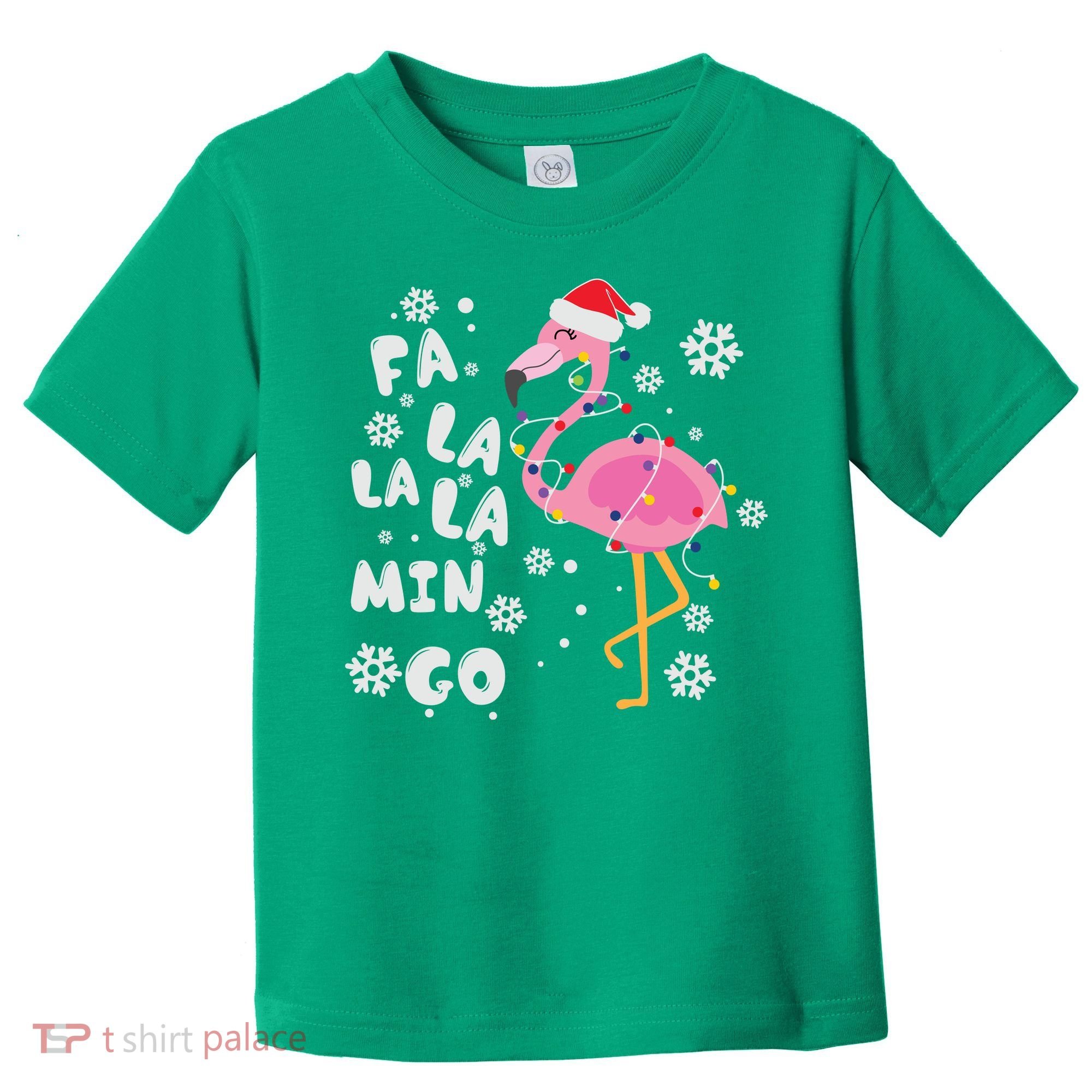 Christmas Flamingo Christmas Light Santa Hat Xmas Toddler T-Shirt