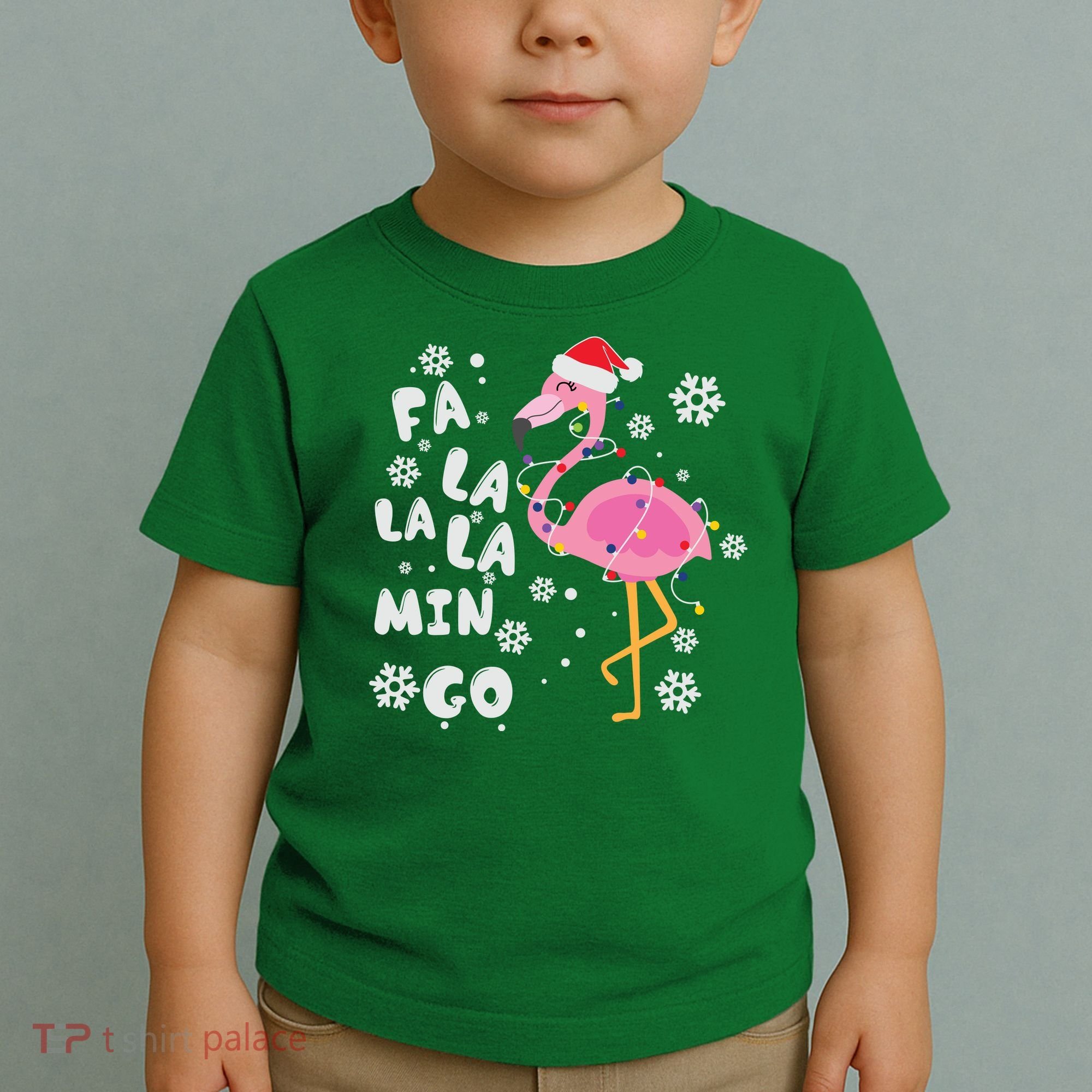 Christmas Flamingo Christmas Light Santa Hat Xmas Toddler T-Shirt