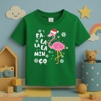 Christmas Flamingo Christmas Light Santa Hat Xmas Toddler T-Shirt thumb 3