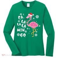 Christmas Flamingo Christmas Light Santa Hat Xmas Women's Long Sleeve Shirt thumb 0