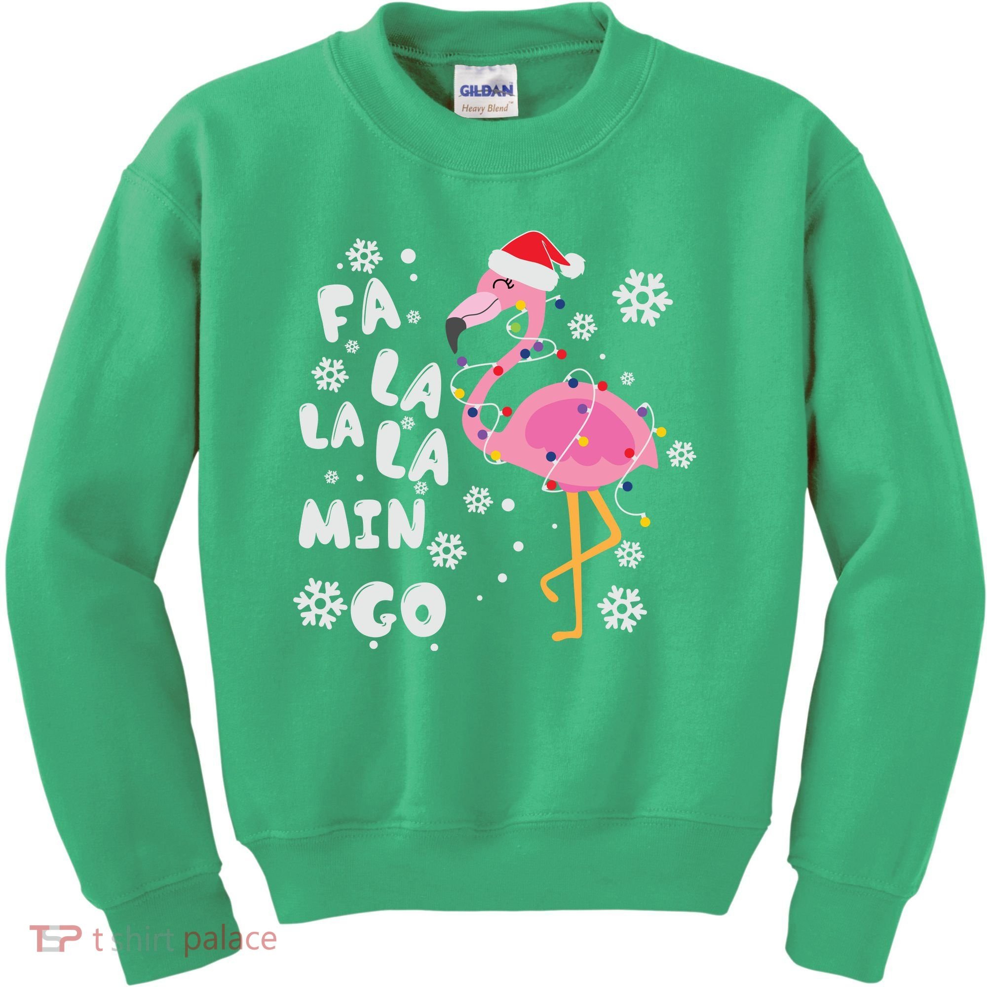 Christmas Flamingo Christmas Light Santa Hat Xmas Kids Sweatshirt