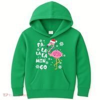 Christmas Flamingo Christmas Light Santa Hat Xmas Kids Hoodie thumb 0