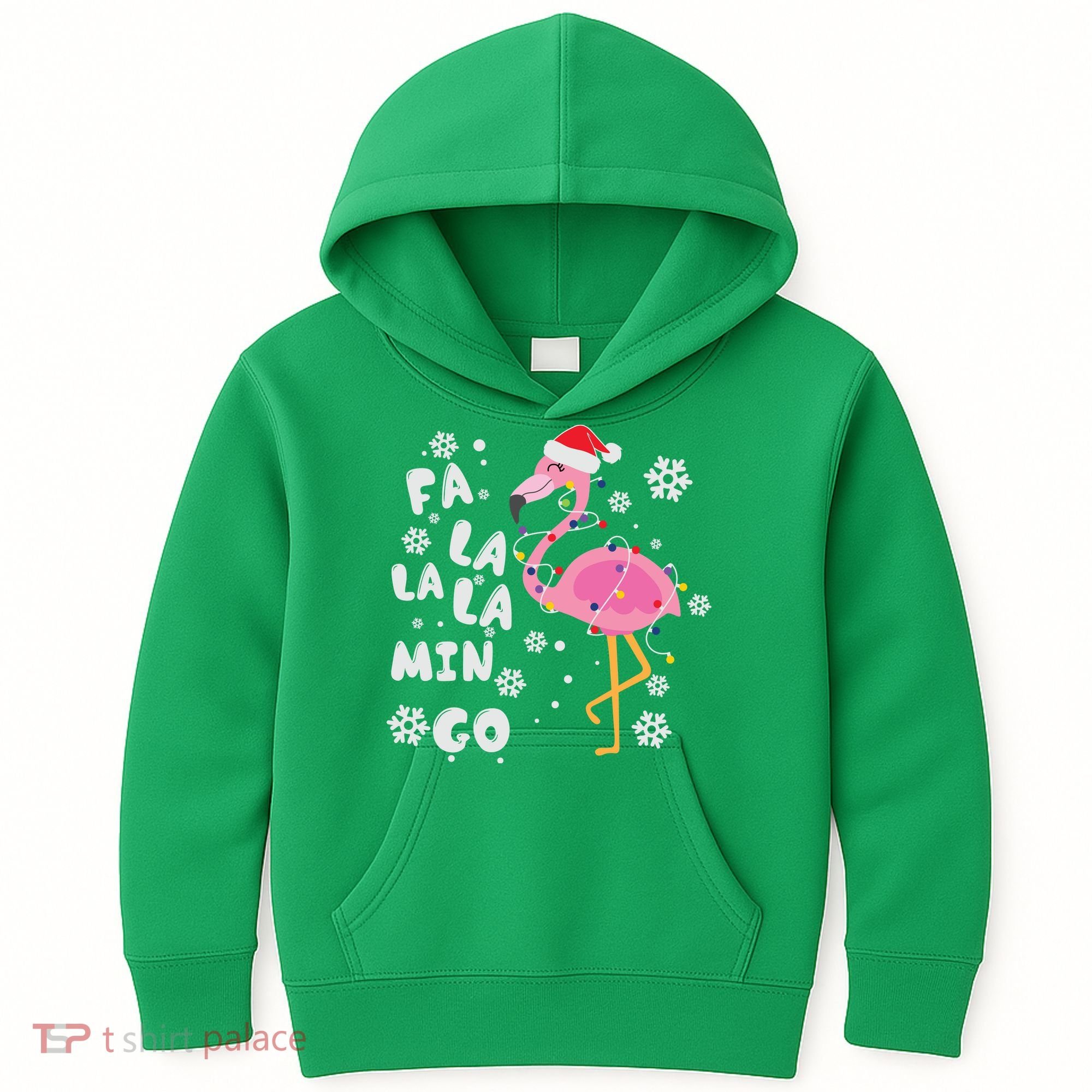 Christmas Flamingo Christmas Light Santa Hat Xmas Kids Hoodie