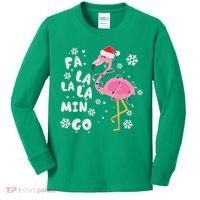 Christmas Flamingo Christmas Light Santa Hat Xmas Kids Long Sleeve Shirt thumb 0