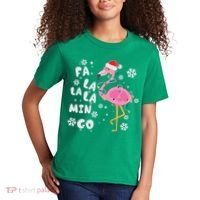 Christmas Flamingo Christmas Light Santa Hat Xmas Kids T-Shirt thumb 2