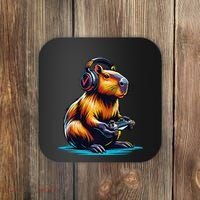 Capybara Funny Capybara Rodent & Video Games Lover Coaster thumb 0