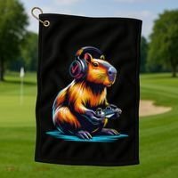 Capybara Funny Capybara Rodent & Video Games Lover Golf Towel thumb 1