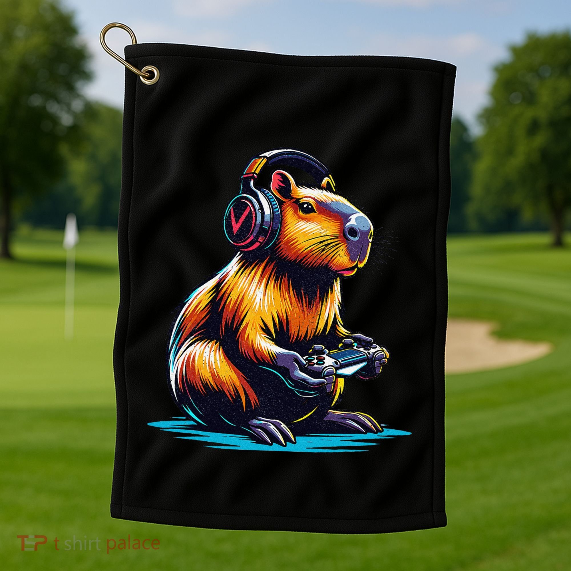Capybara Funny Capybara Rodent & Video Games Lover Golf Towel