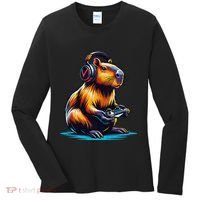 Capybara Funny Capybara Rodent & Video Games Lover Women's Long Sleeve Shirt thumb 0
