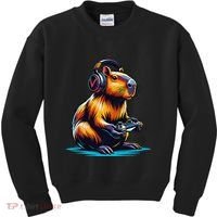 Capybara Funny Capybara Rodent & Video Games Lover Kids Sweatshirt thumb 0