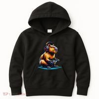 Capybara Funny Capybara Rodent & Video Games Lover Kids Hoodie thumb 0
