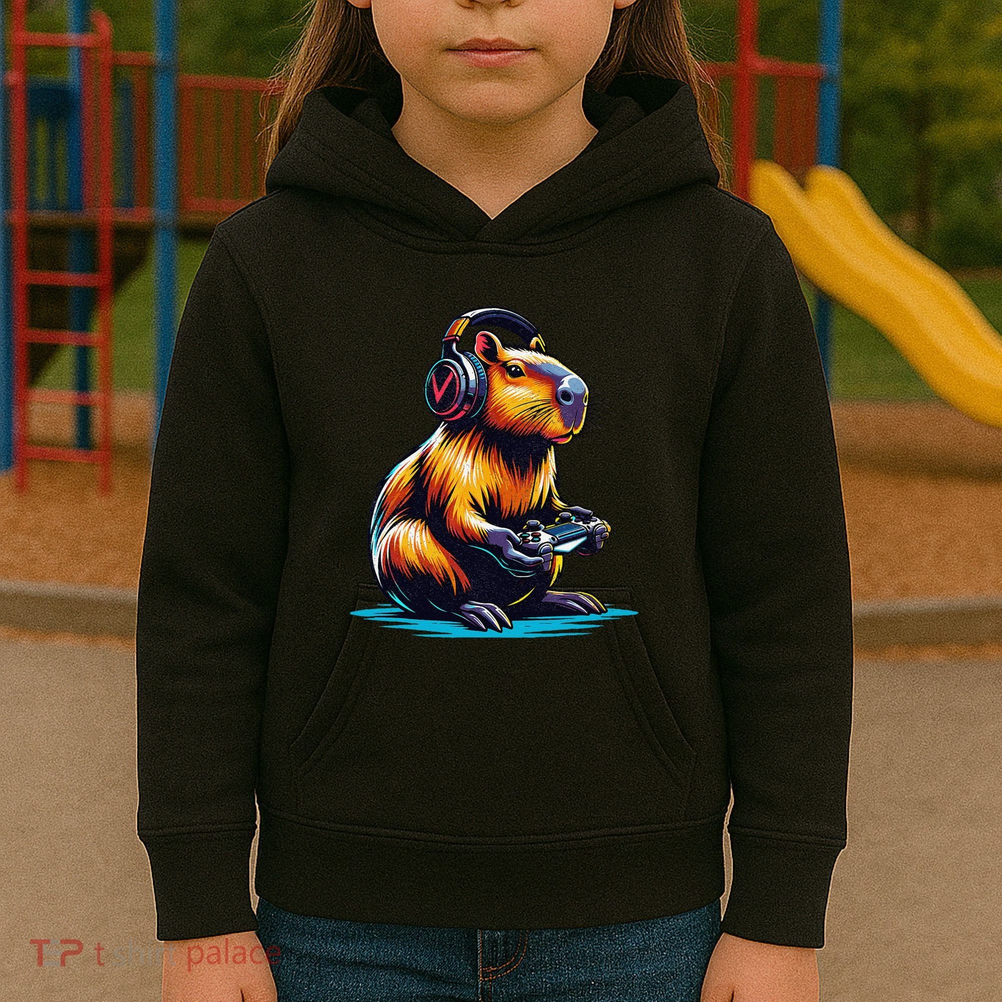 Capybara Funny Capybara Rodent & Video Games Lover Kids Hoodie