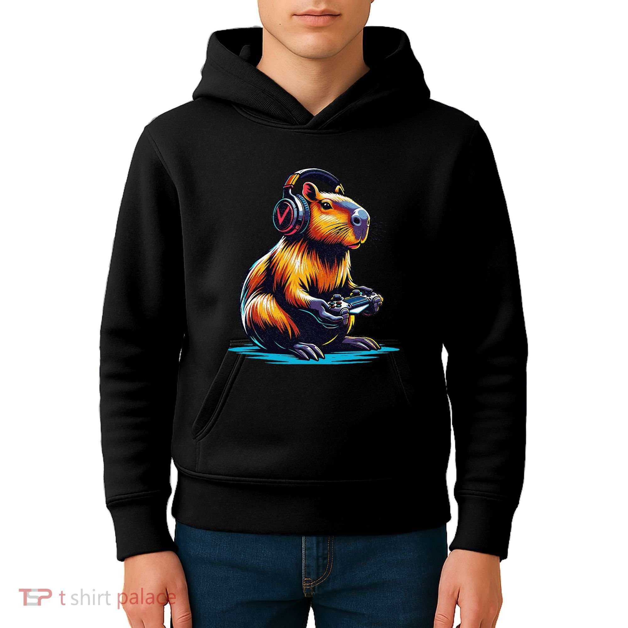 Capybara Funny Capybara Rodent & Video Games Lover Kids Hoodie