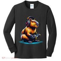 Capybara Funny Capybara Rodent & Video Games Lover Kids Long Sleeve Shirt thumb 0