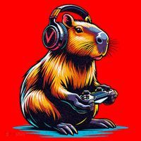 Capybara Funny Capybara Rodent & Video Games Lover Santa Hat thumb 1