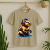 Capybara Funny Capybara Rodent & Video Games Lover T-Shirt thumb 2