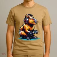 Capybara Funny Capybara Rodent & Video Games Lover T-Shirt thumb 3