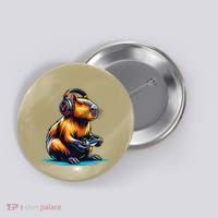 Capybara Funny Capybara Rodent & Video Games Lover Button thumb 0