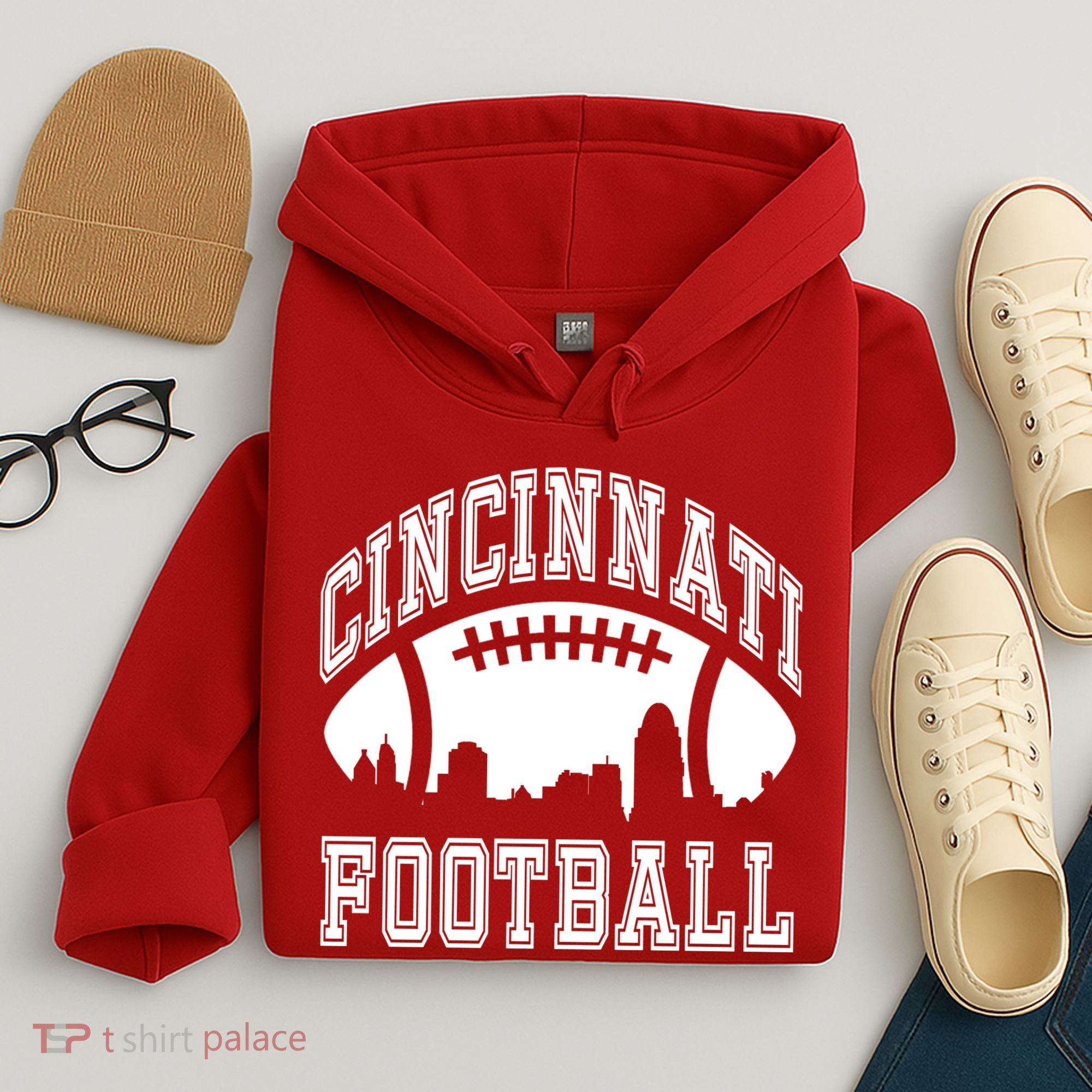 Cincinnati Football City Skyline Hoodie