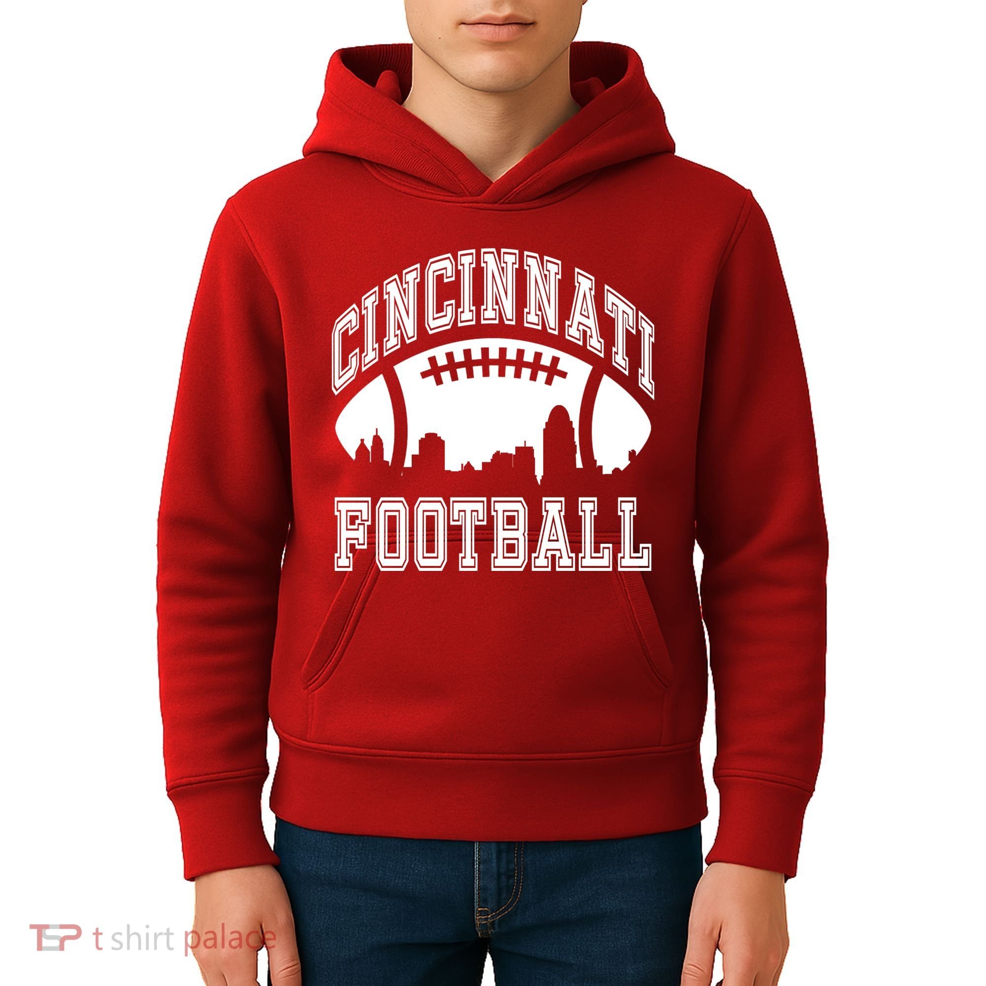 Cincinnati Football City Skyline Kids Hoodie