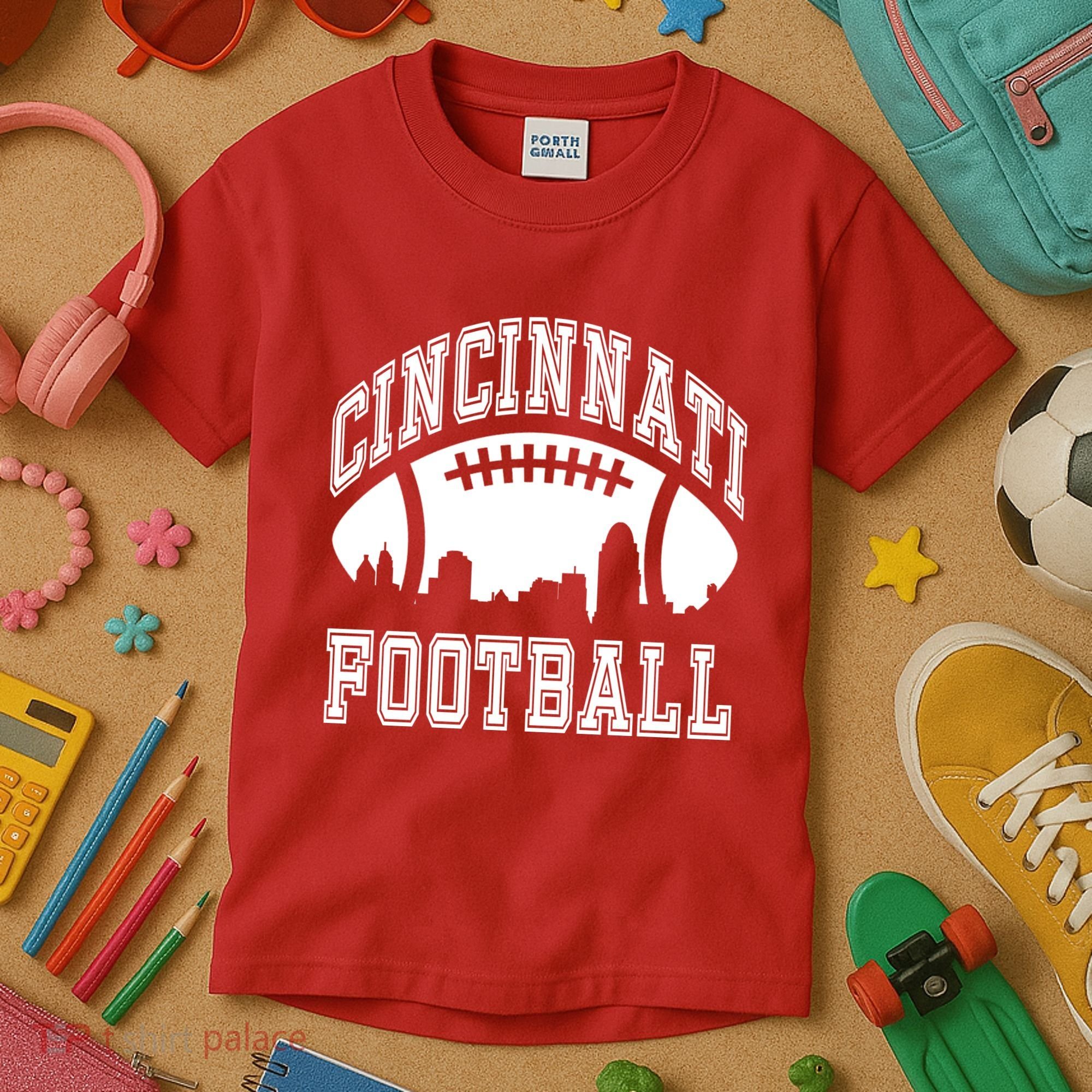 Cincinnati Football City Skyline Kids T-Shirt