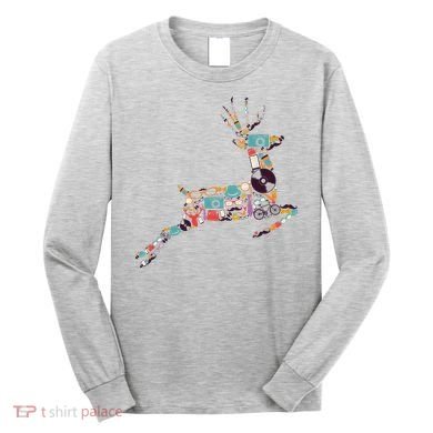 Cool Festive Christmas Gifts Pattern Reindeer Long Sleeve Shirt