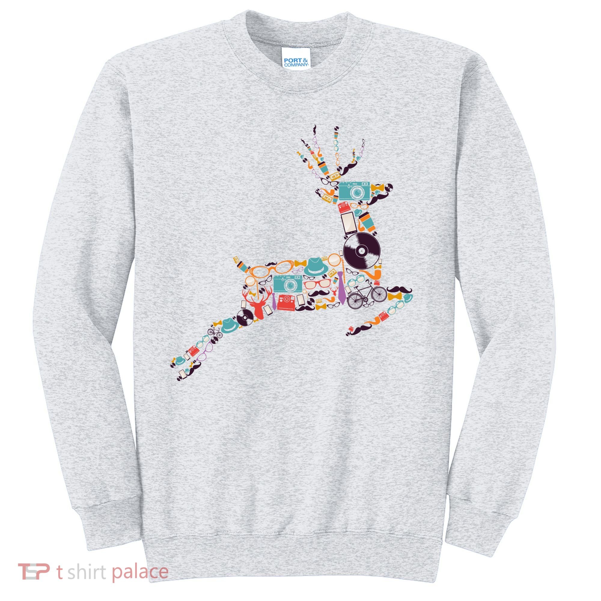 Cool Festive Christmas Gifts Pattern Reindeer Sweatshirt