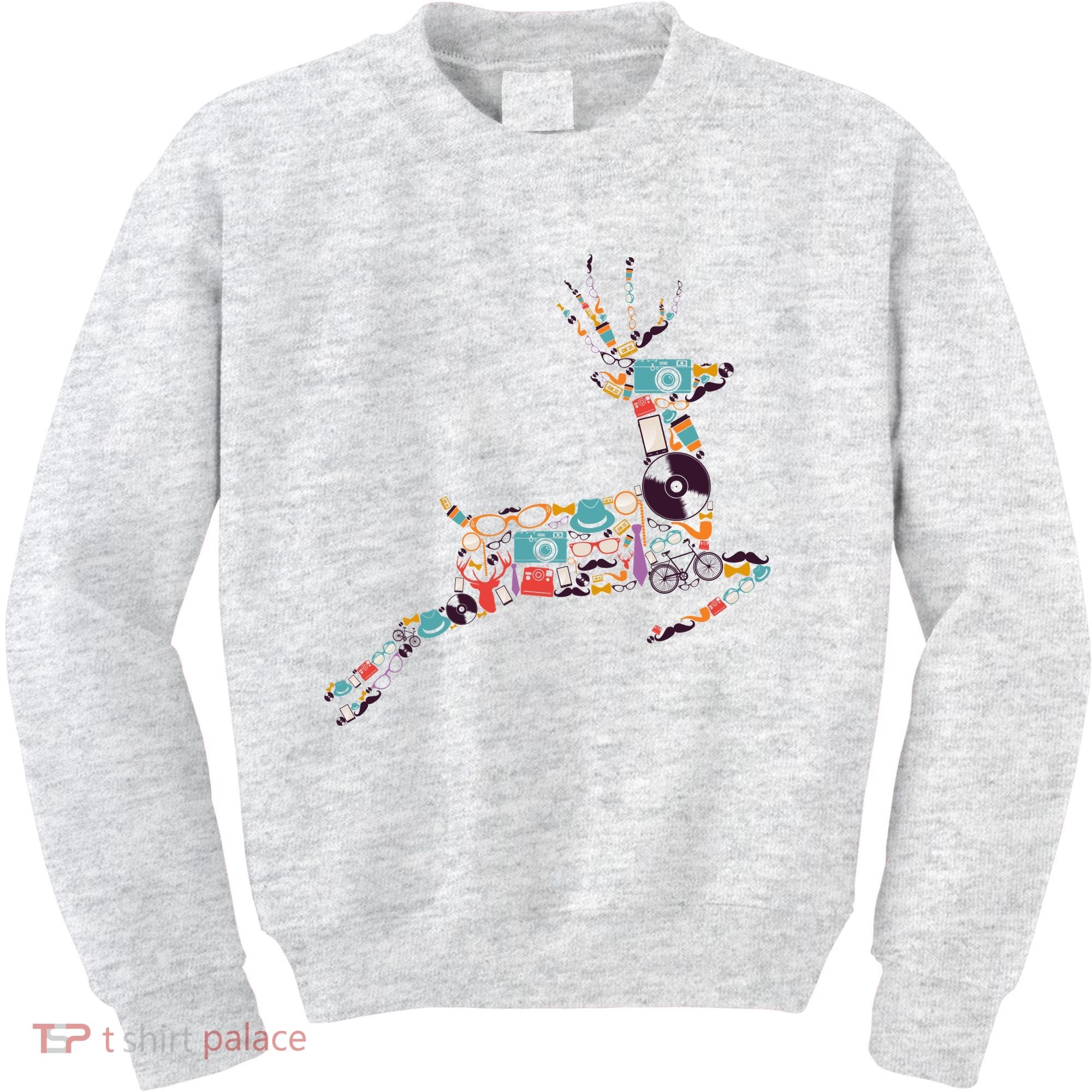 Cool Festive Christmas Gifts Pattern Reindeer Kids Sweatshirt