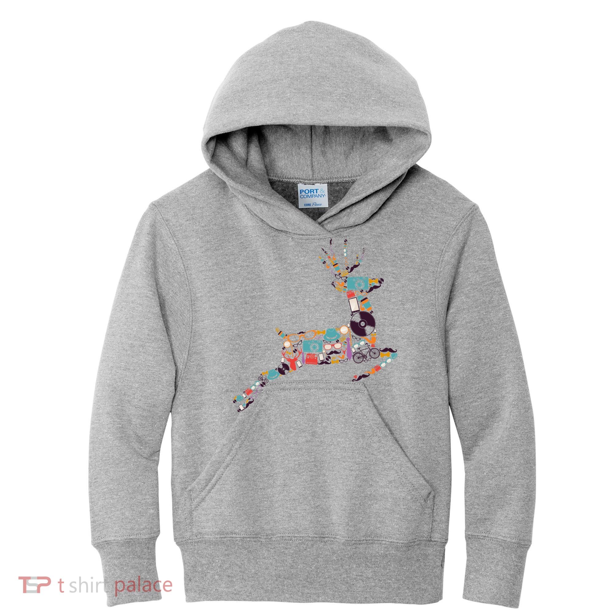 Cool Festive Christmas Gifts Pattern Reindeer Kids Hoodie