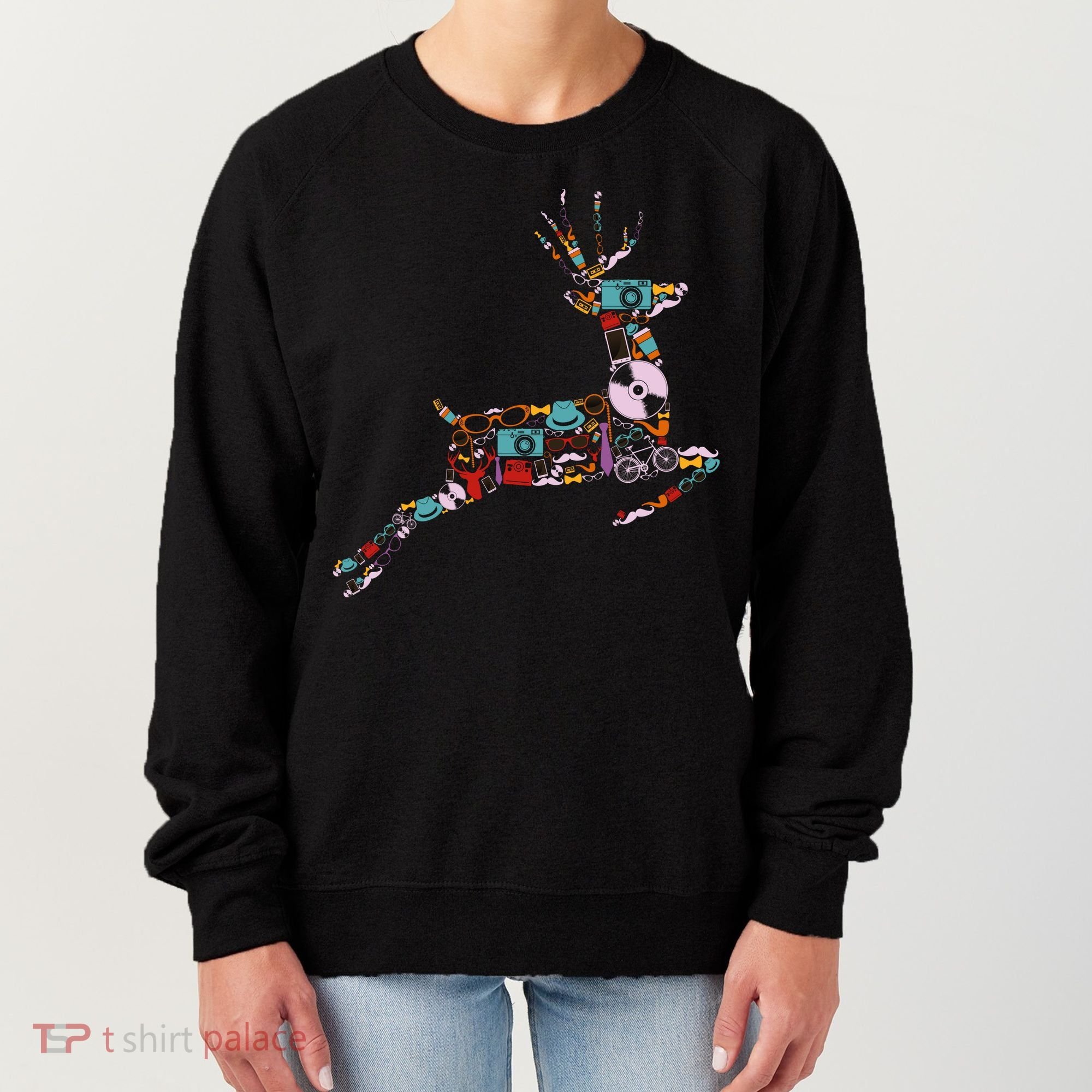 Cool Festive Christmas Gifts Pattern Reindeer Women's Sweatshirt