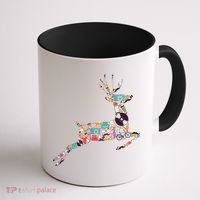 Cool Festive Christmas Gifts Pattern Reindeer Coffee Mug thumb 1
