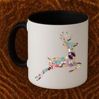 Cool Festive Christmas Gifts Pattern Reindeer Coffee Mug thumb 2