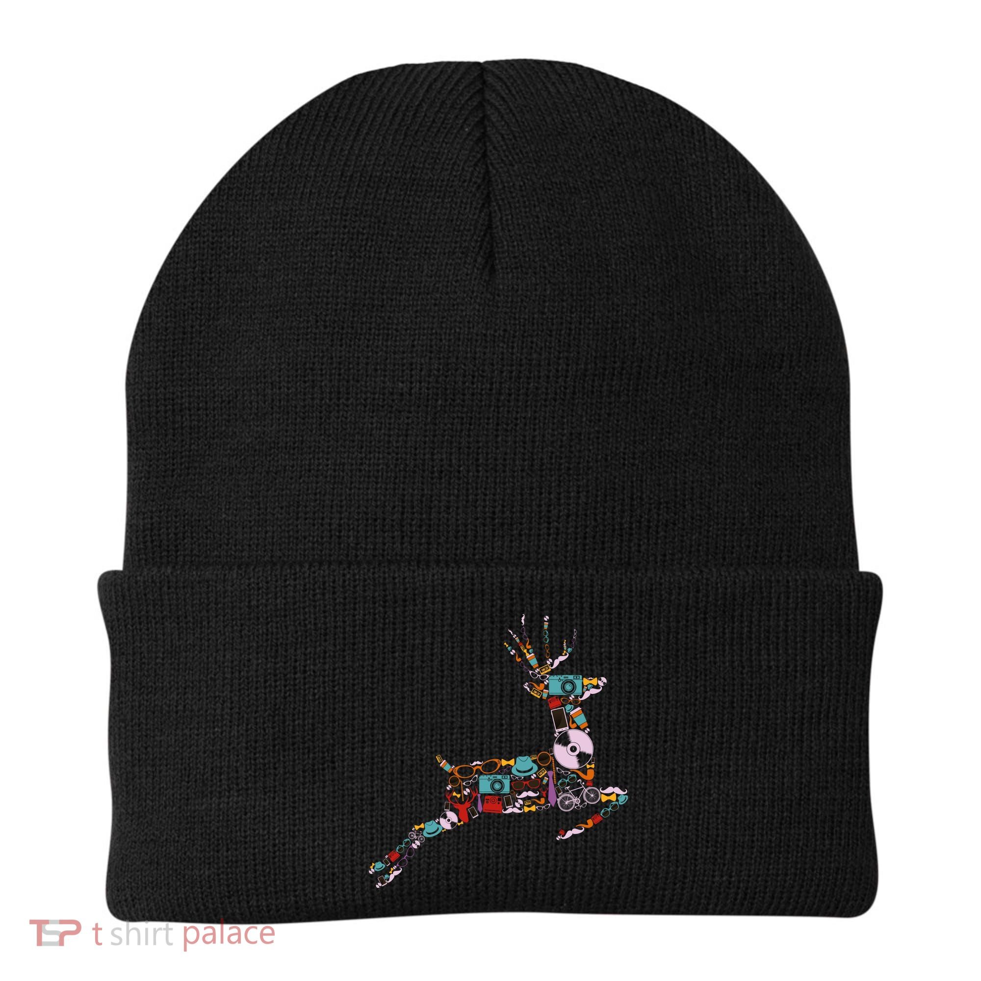 Cool Festive Christmas Gifts Pattern Reindeer Beanie