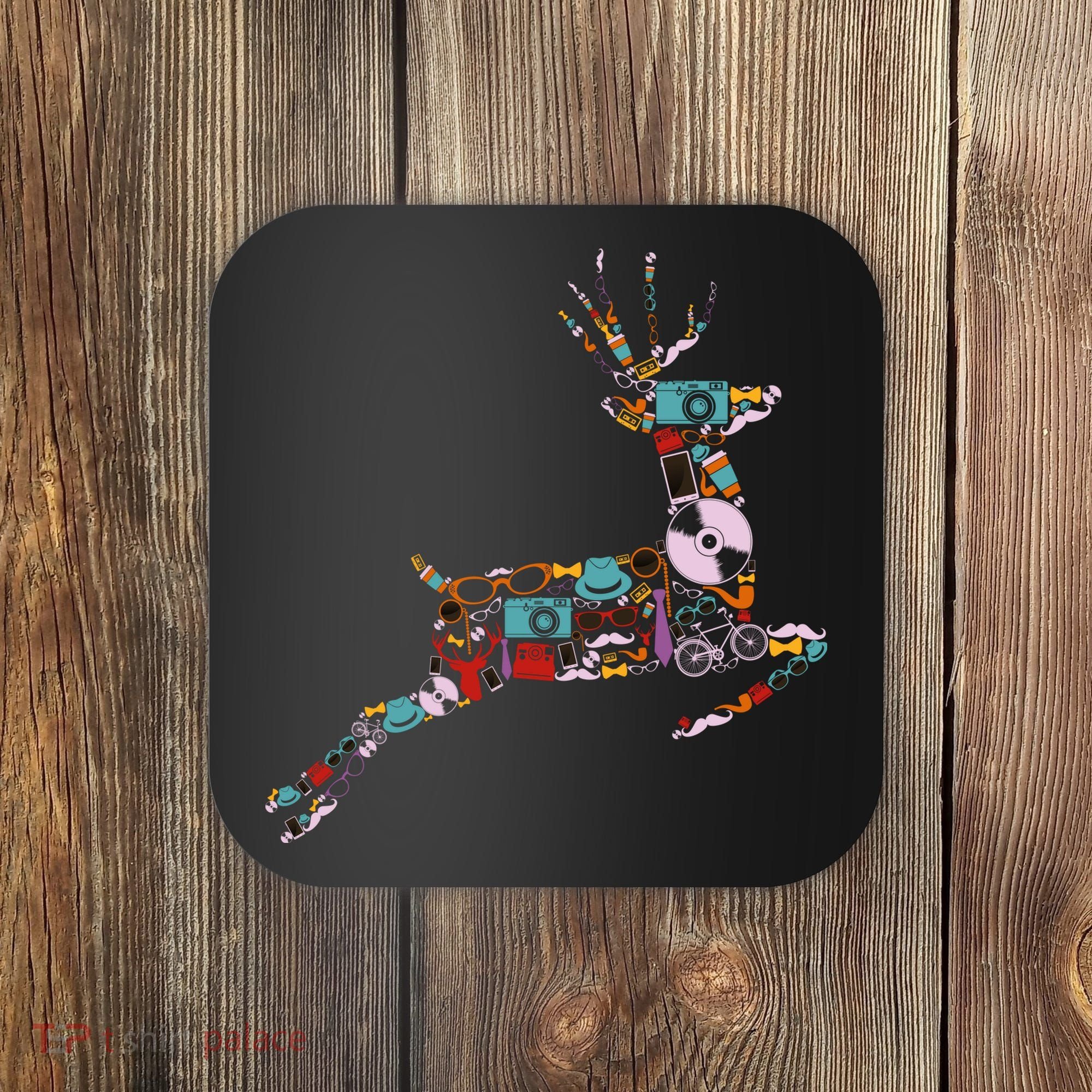 Cool Festive Christmas Gifts Pattern Reindeer Coaster
