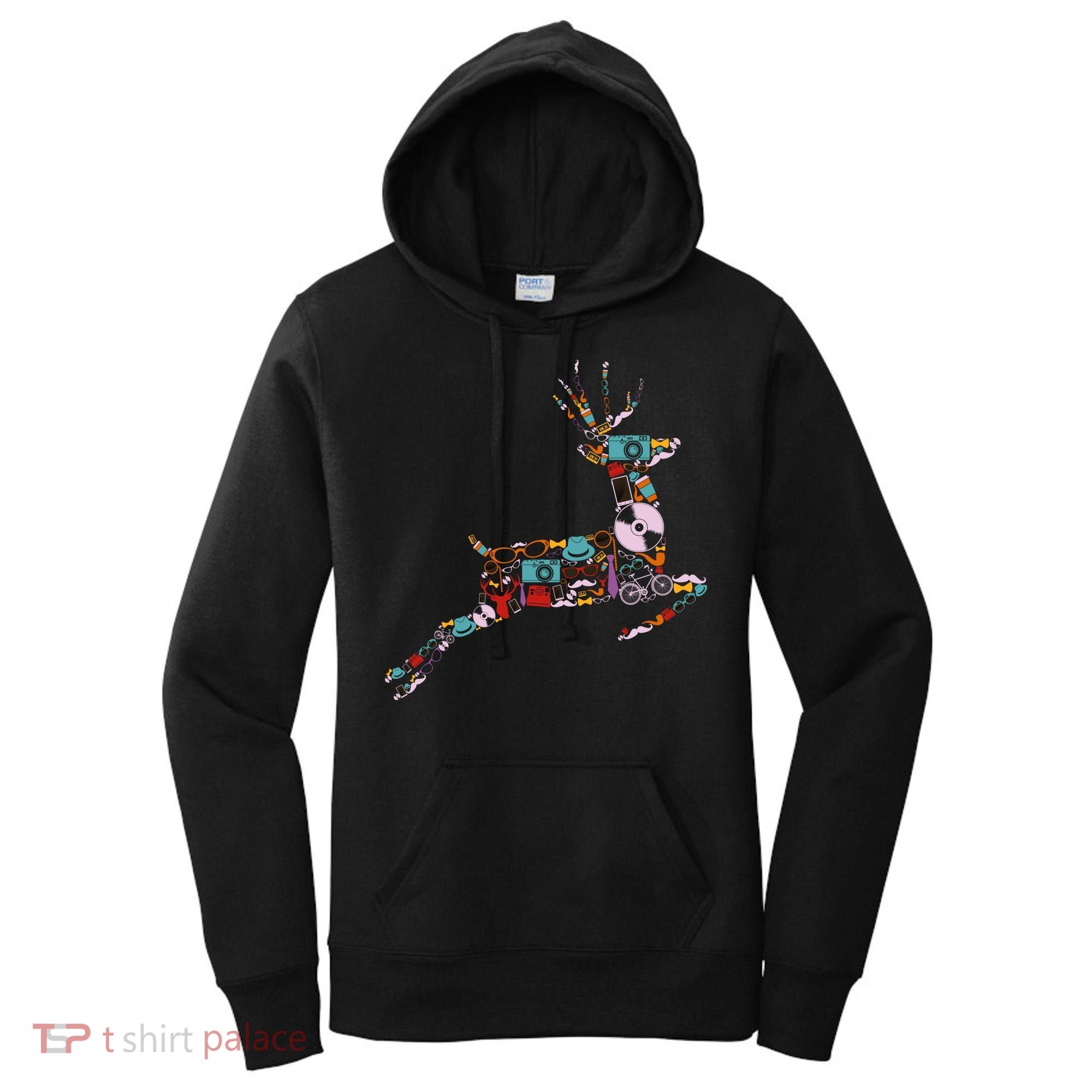 Cool Festive Christmas Gifts Pattern Reindeer Women's Hoodie