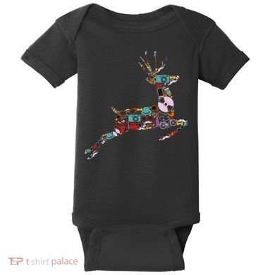Cool Festive Christmas Gifts Pattern Reindeer Baby Bodysuit