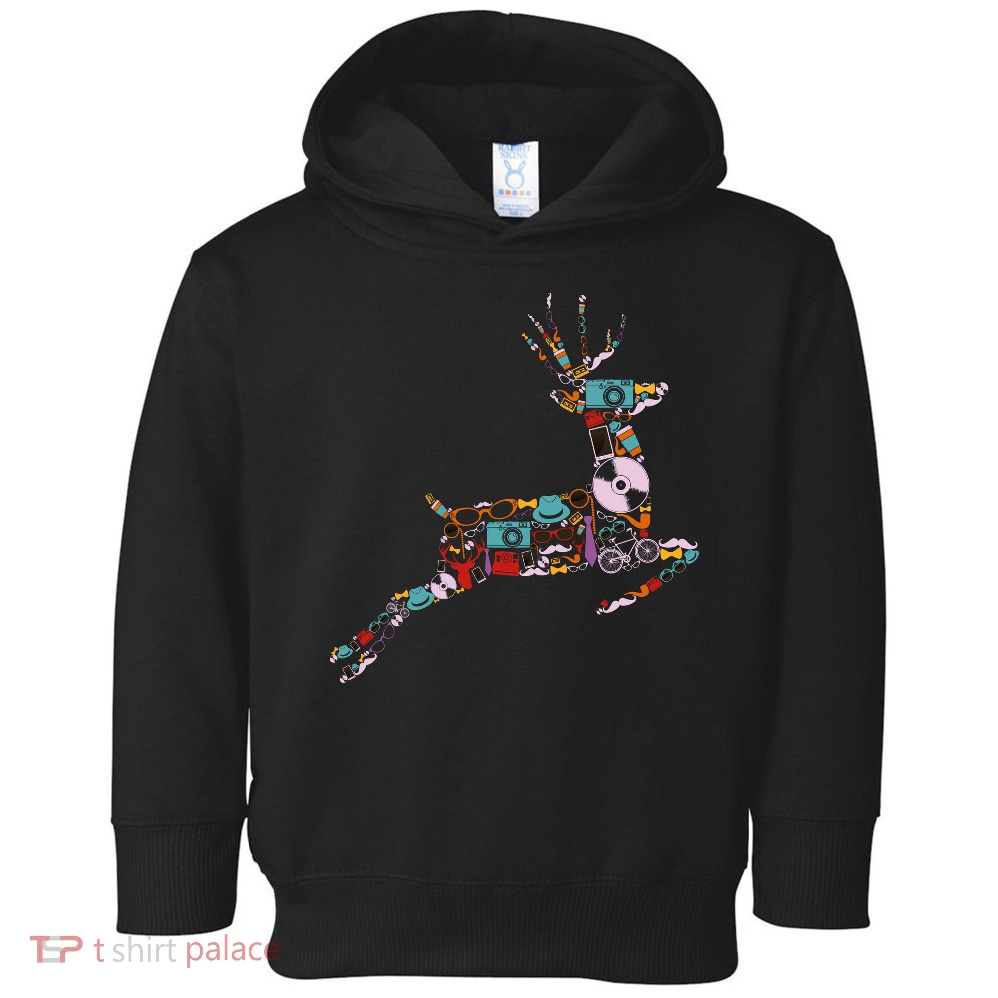 Cool Festive Christmas Gifts Pattern Reindeer Toddler Hoodie