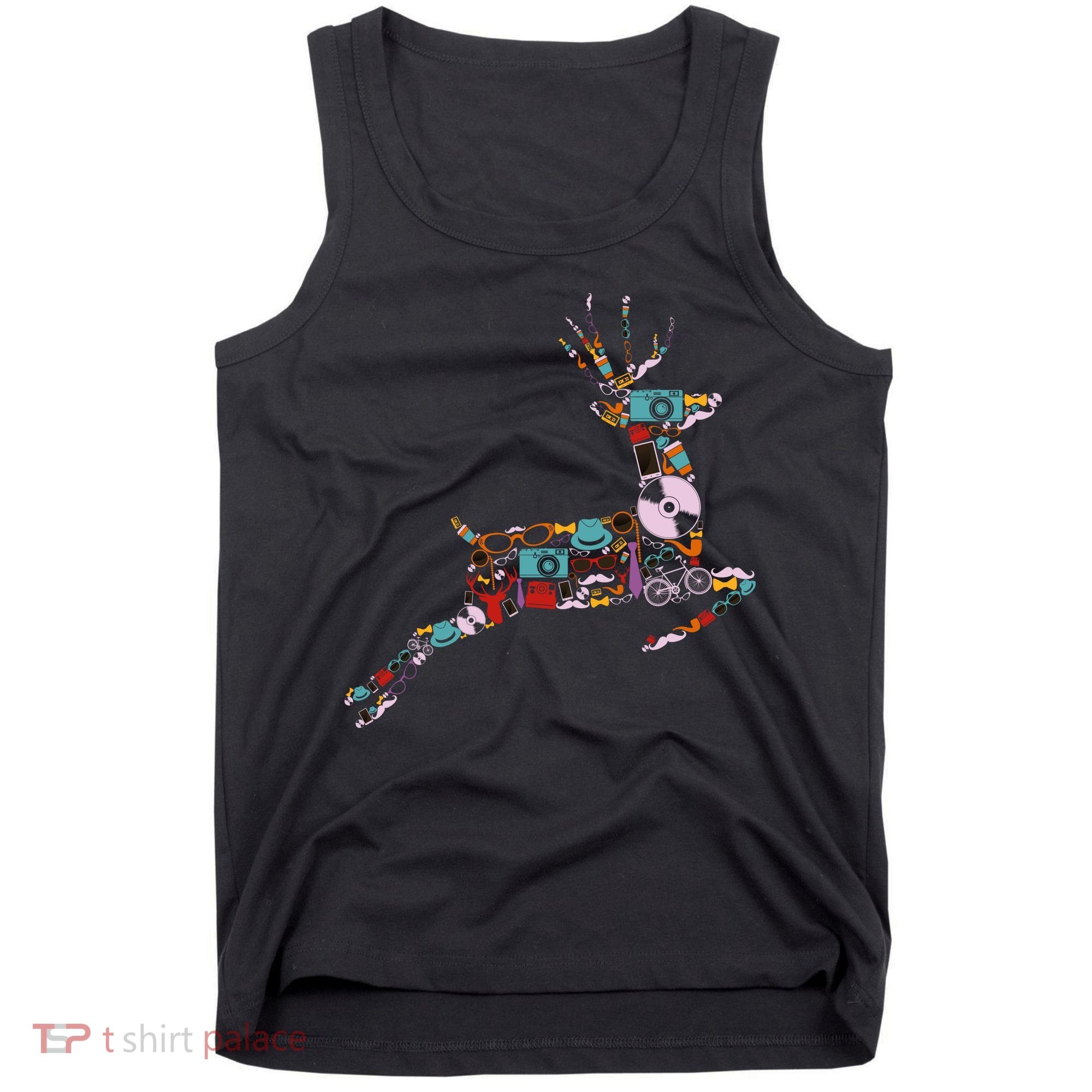 Cool Festive Christmas Gifts Pattern Reindeer Tank Top