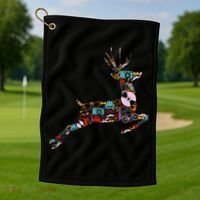 Cool Festive Christmas Gifts Pattern Reindeer Golf Towel thumb 1