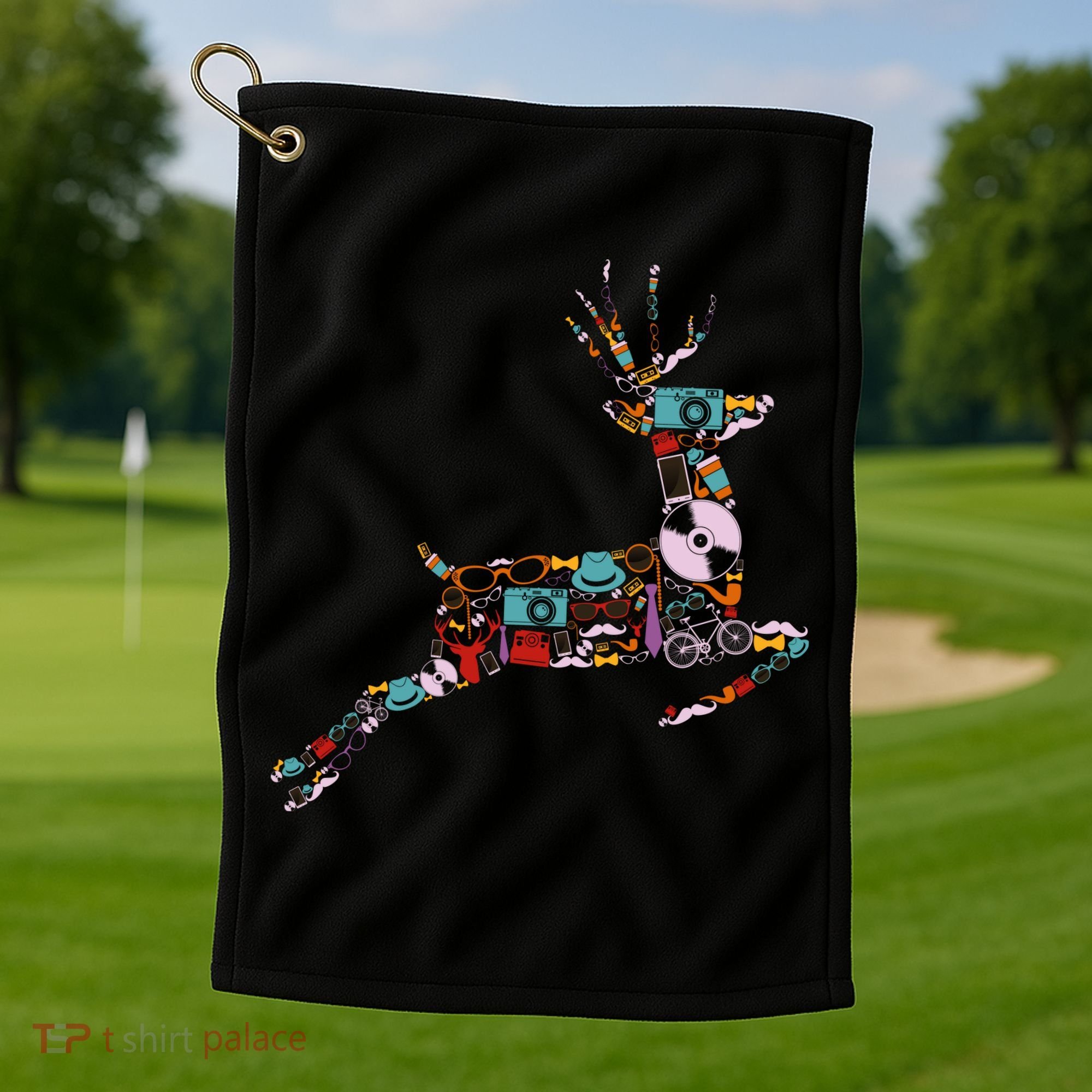 Cool Festive Christmas Gifts Pattern Reindeer Golf Towel