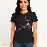 Cool Festive Christmas Gifts Pattern Reindeer Women's T-Shirt thumb 4