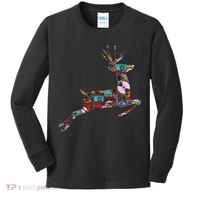 Cool Festive Christmas Gifts Pattern Reindeer Kids Long Sleeve Shirt