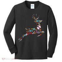 Cool Festive Christmas Gifts Pattern Reindeer Kids Long Sleeve Shirt thumb 0