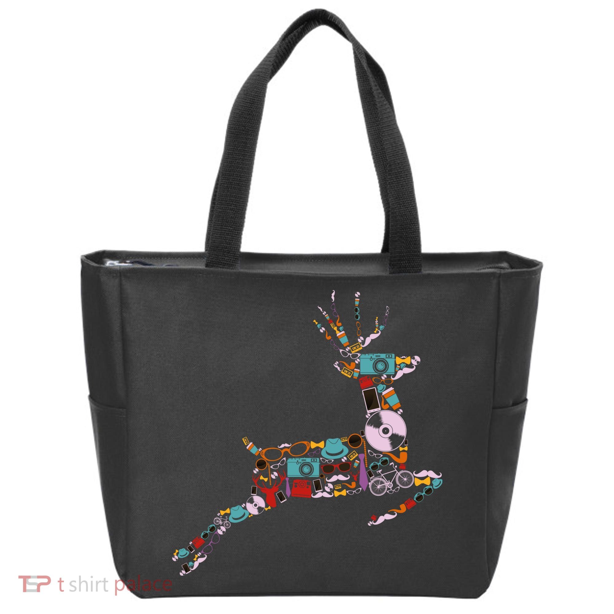 Cool Festive Christmas Gifts Pattern Reindeer Tote Bag