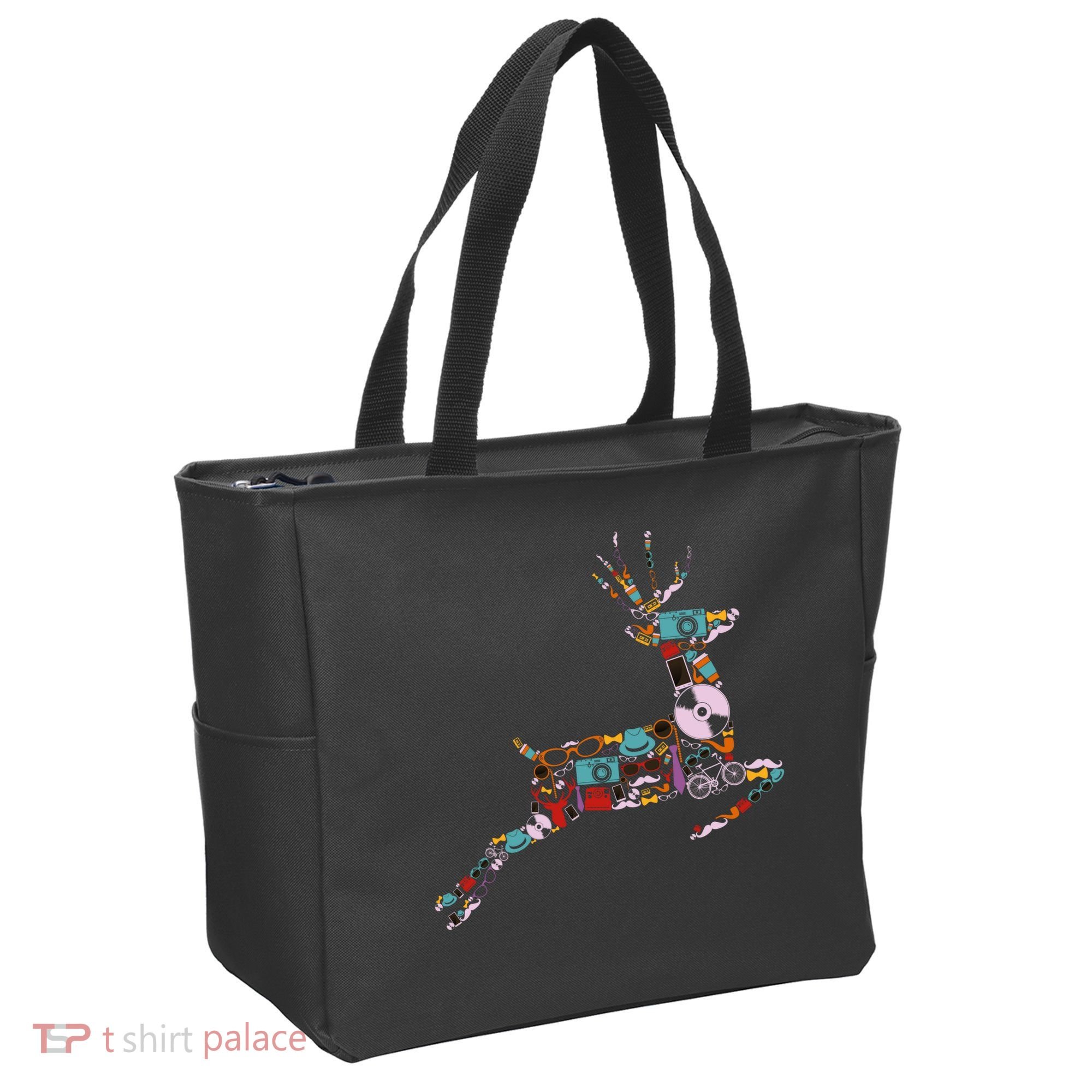 Cool Festive Christmas Gifts Pattern Reindeer Tote Bag