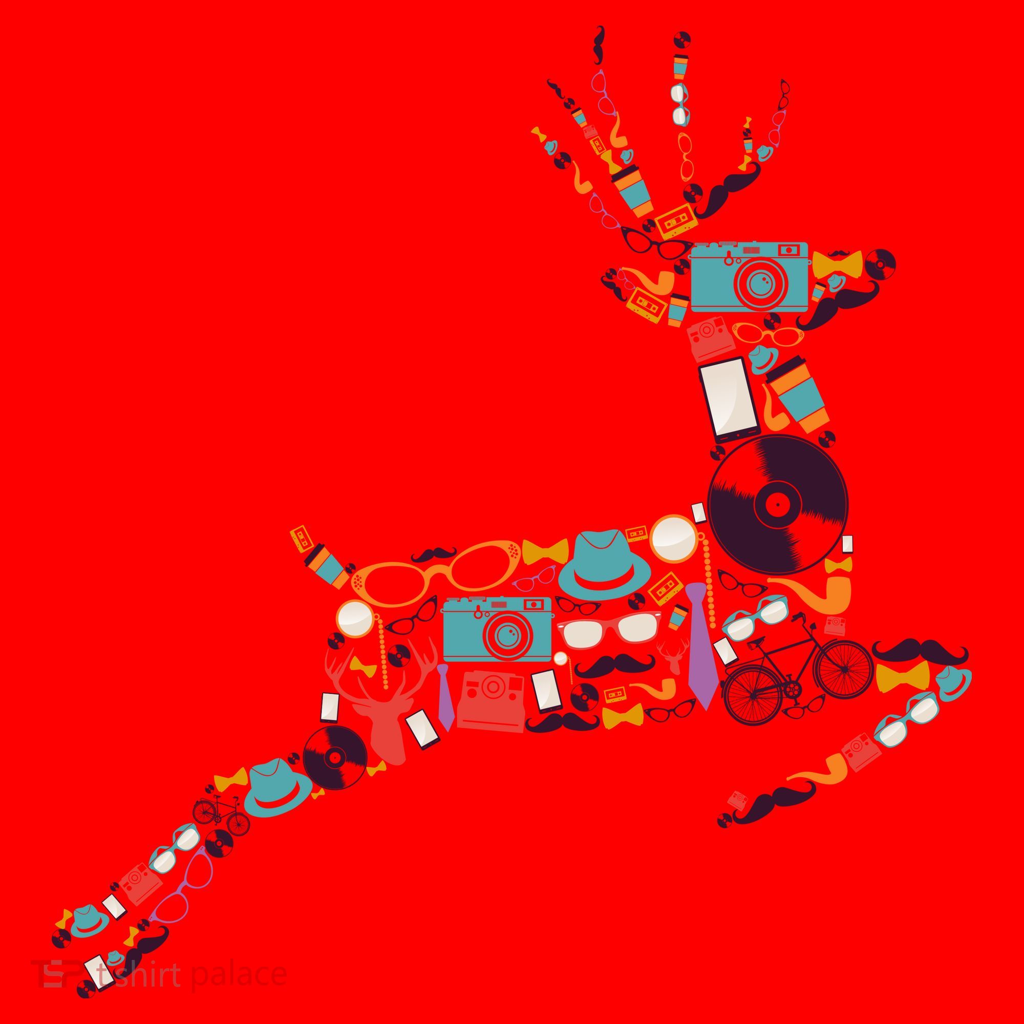 Cool Festive Christmas Gifts Pattern Reindeer Santa Hat