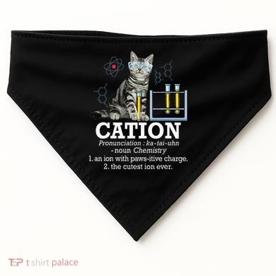 Cation Funny Chemistry Humor Science Teacher Cat Pun USA-Made Doggie Bandana