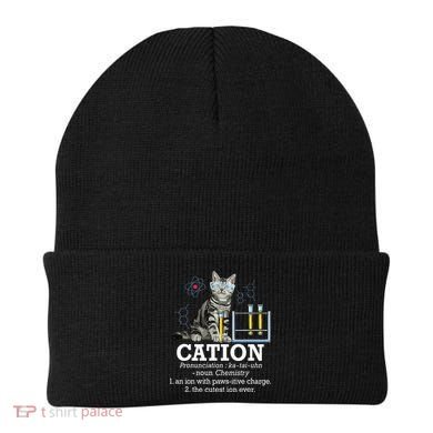 Cation Funny Chemistry Humor Science Teacher Cat Pun Beanie